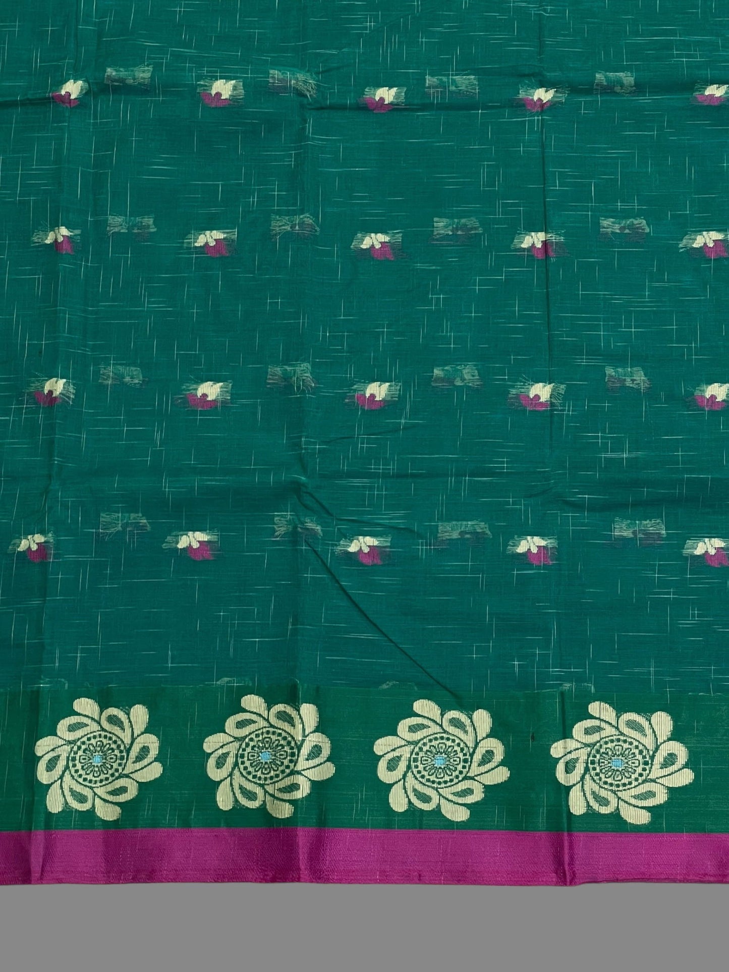 Bengali Rama Green Cotton Sarees - chinnappasarees