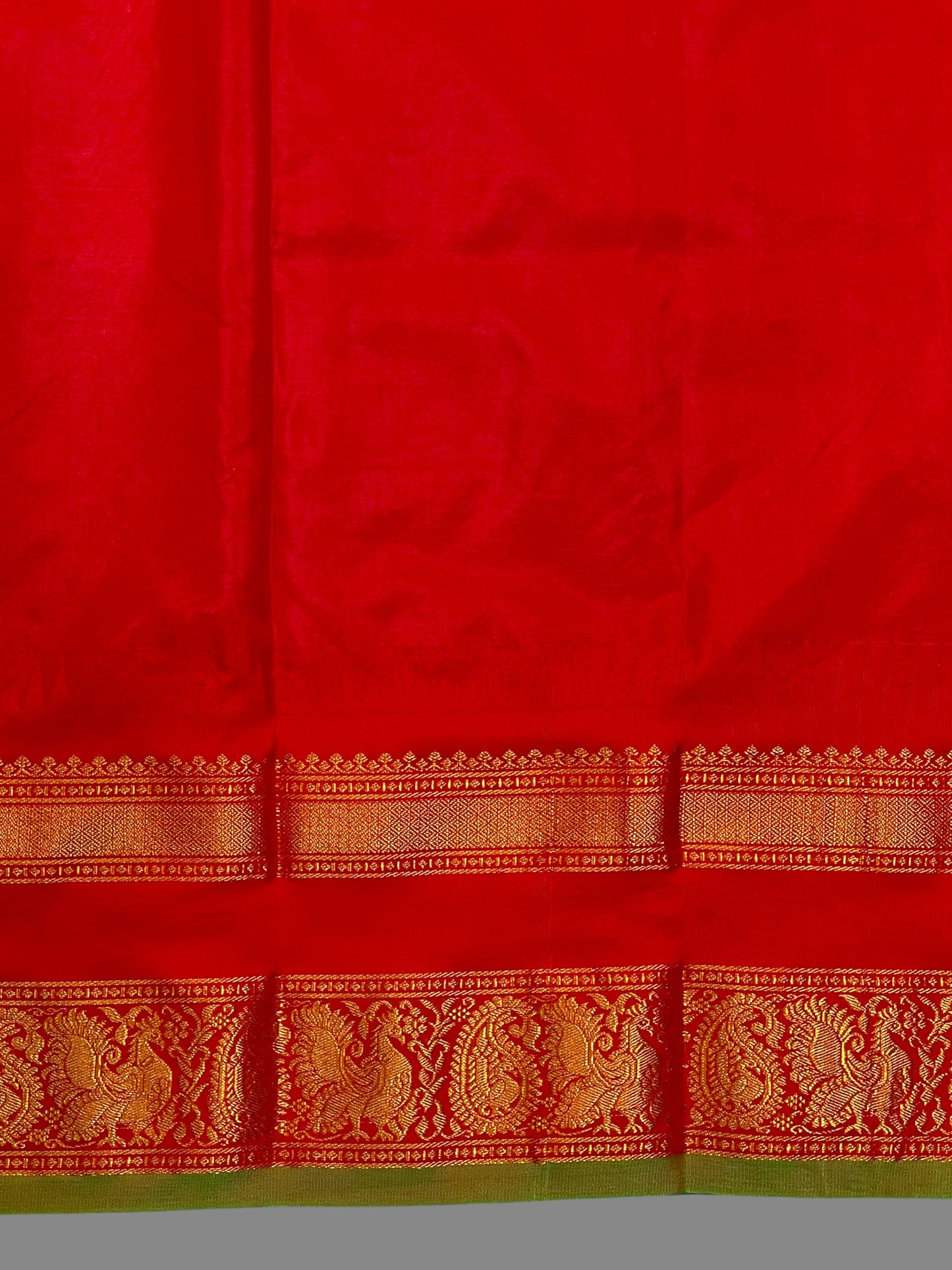 Kanchi Border Butta Mehendi Green Pure Silk Saree