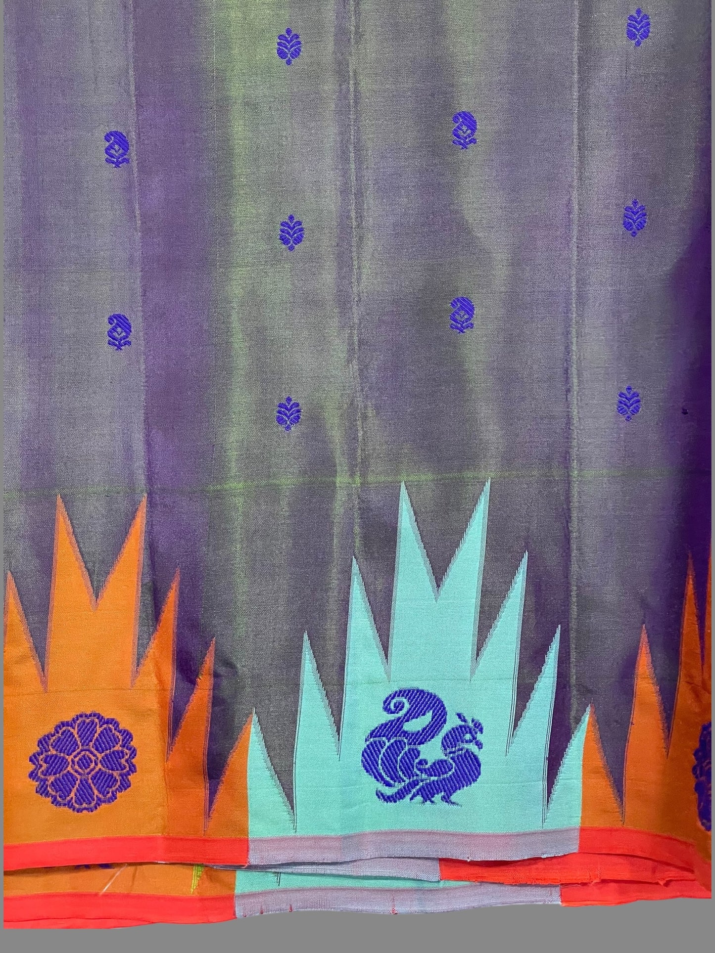 Kanchi Big Temple Border Green Pure Silk Saree