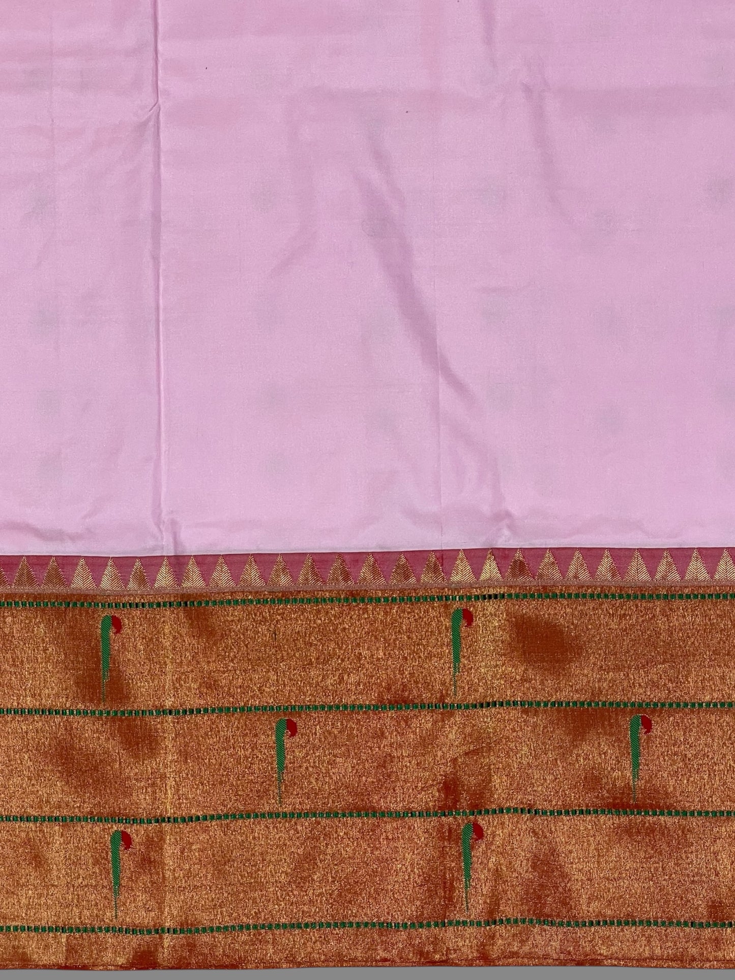 Triple Muniya Border Pink Pure Silk Saree