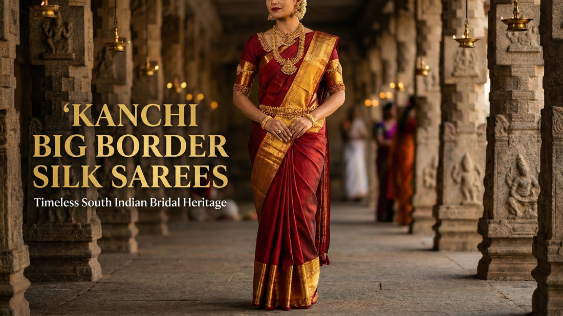 Kanchi Big Border Silk Sarees – Bridal Luxury & Timeless South Indian Tradition