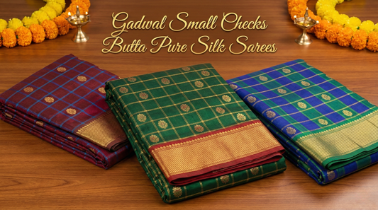 The Beauty of Gadwal Small Checks Butta Sarees: Pure Silk Elegance