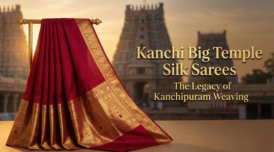 Kanchi Big Temple Silk Sarees: Traditional BridaKanchi Big Temple Silk Sarees – Authentic Handwoven Bridal Silks from Kanchipuraml Silks with Grand Temple Borders