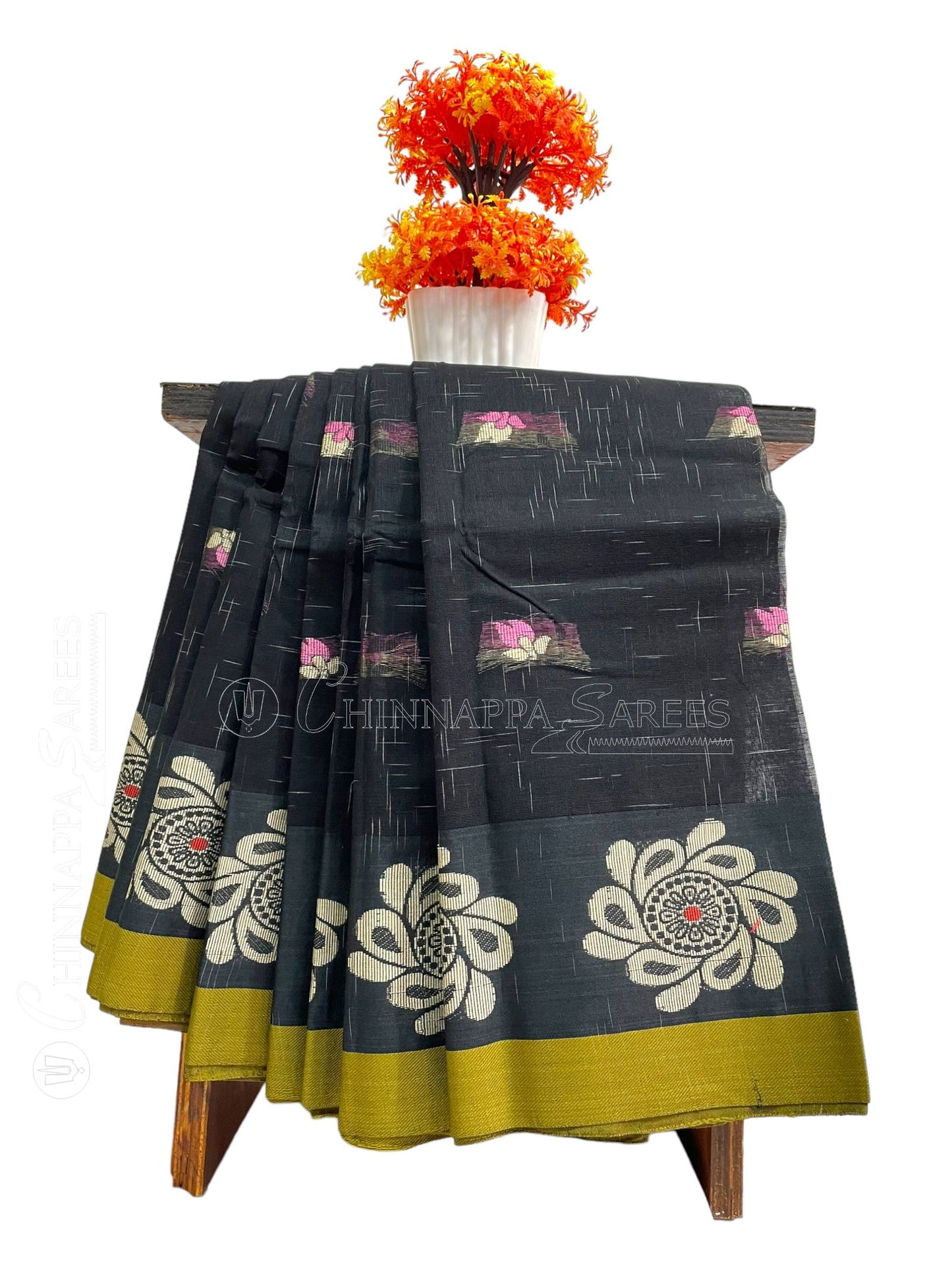 Bengali Black Cotton Sarees - chinnappasarees 