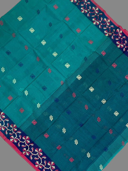 Bengali Blue Cotton Sarees - chinnappasarees 