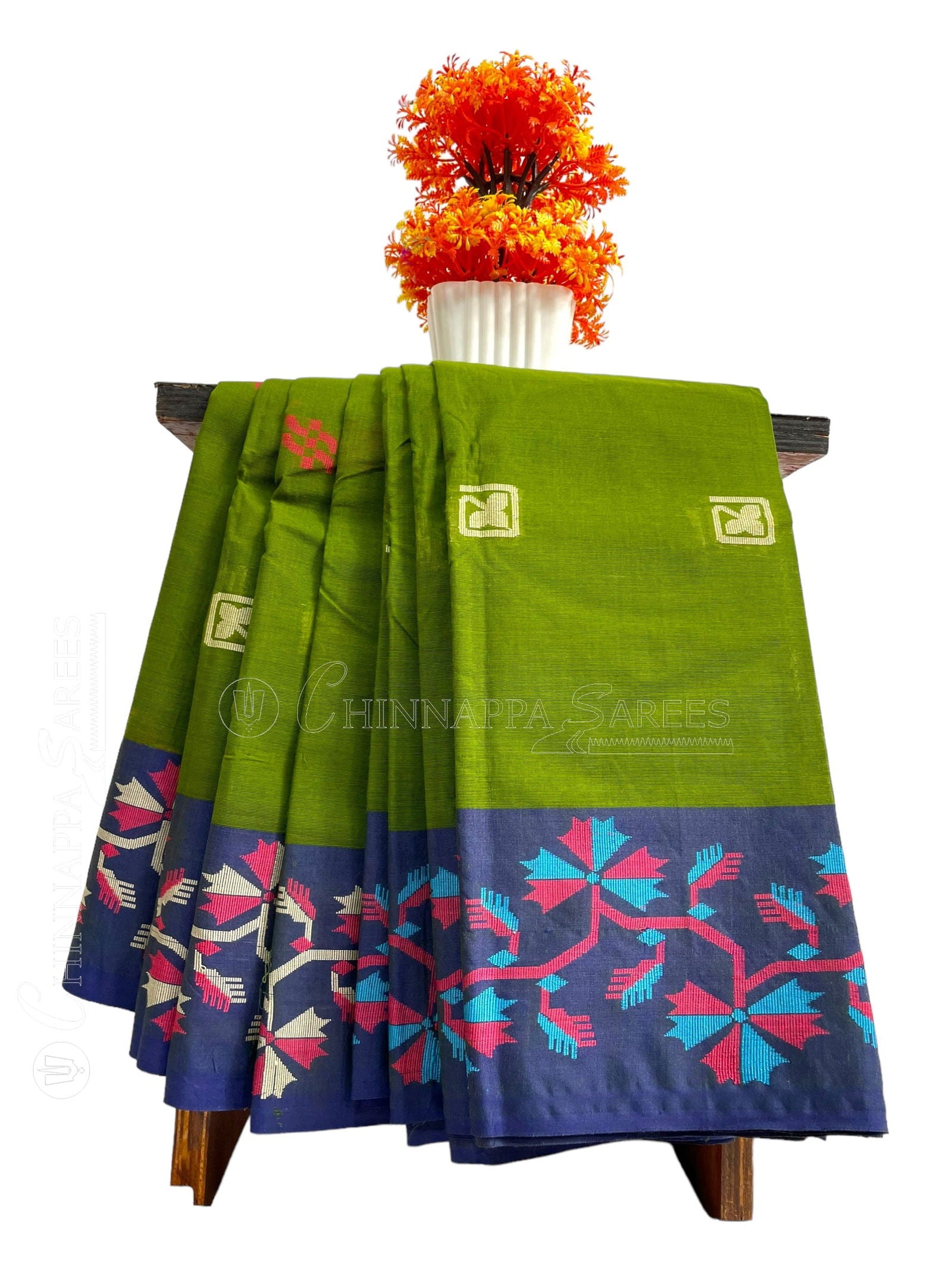 Bengali  Green Cotton Sarees - chinnappasarees 