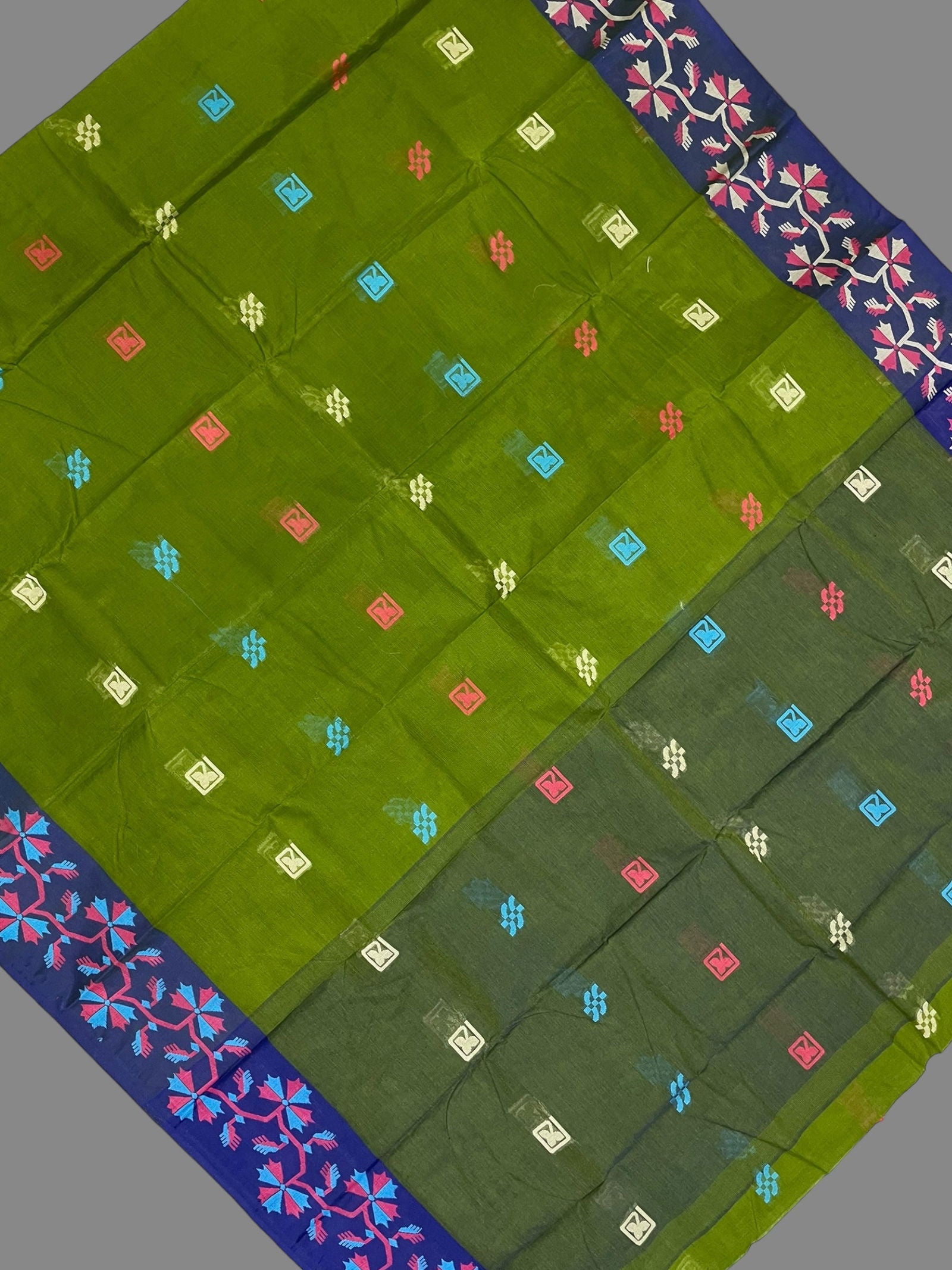 Bengali  Green Cotton Sarees - chinnappasarees 