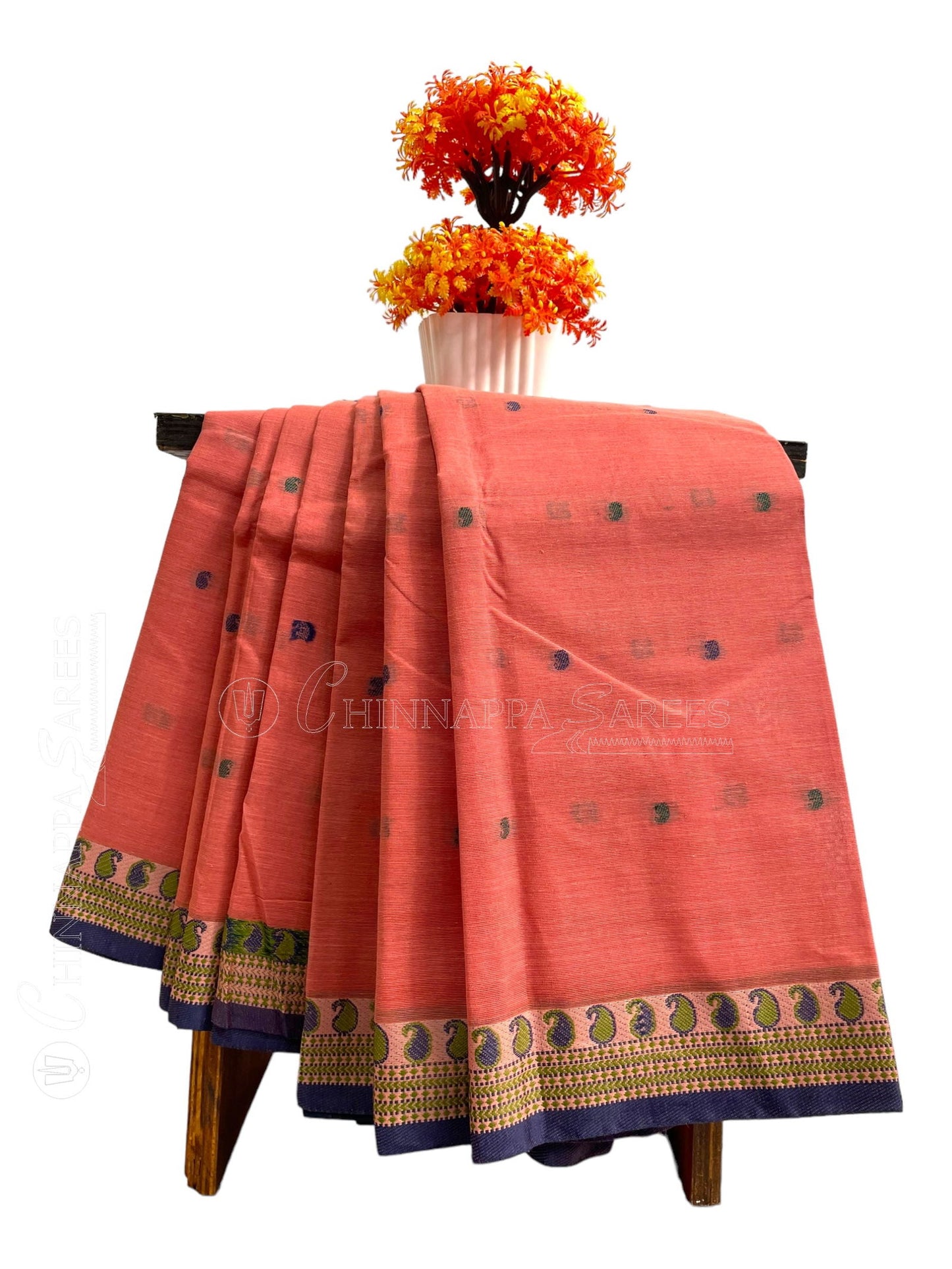 Bengali Peach Sarees - chinnappasarees 