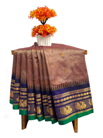 Mahalaxmi Border Chiku Pure Silk Saree