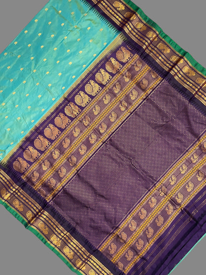 Mahalaxmi Border Sea Green Pure silk Saree