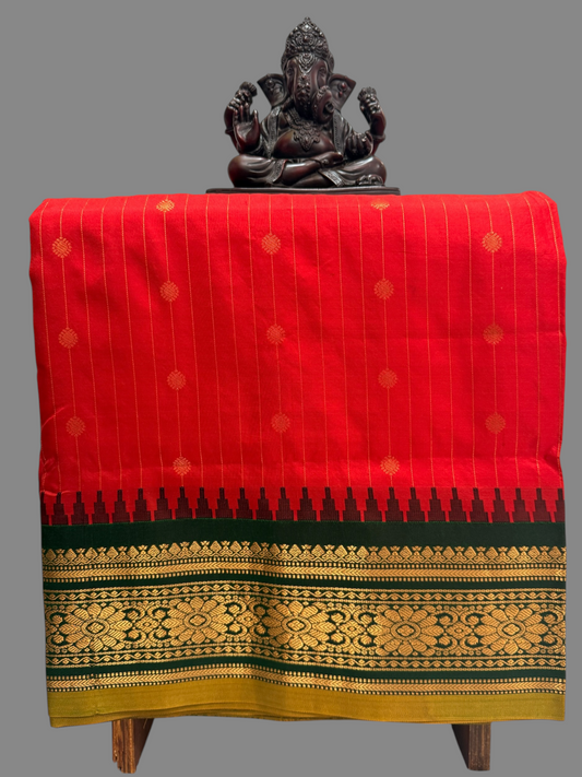 Kanchi Red Stripes Butta Pure Silk Sarees