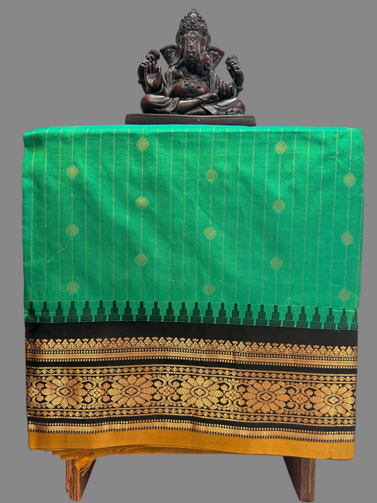 Kanchi Light Green Stripes Butta Pure Silk Sarees
