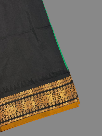 Kanchi Light Green Stripes Butta Pure Silk Sarees