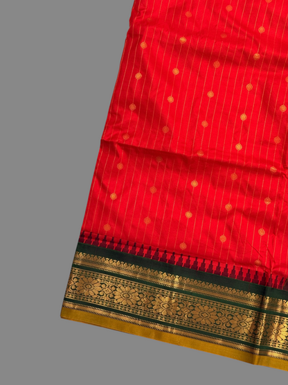 Kanchi Red Stripes Butta Pure Silk Sarees