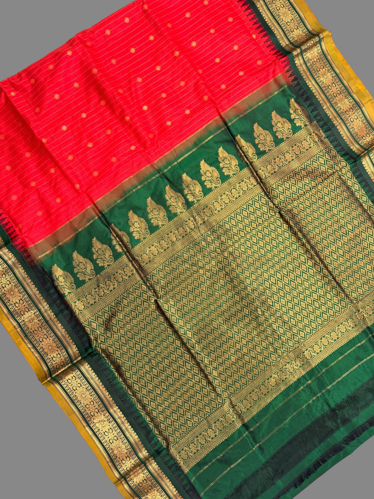Kanchi Red Stripes Butta Pure Silk Sarees