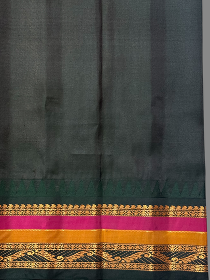 Gap Border Checks Marigold pure Silk Saree