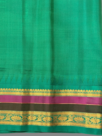 Gap Border Checks Magenta Pure Silk Saree