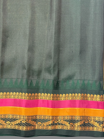 Gap Border Checks Golden Yellow Pure Silk Saree