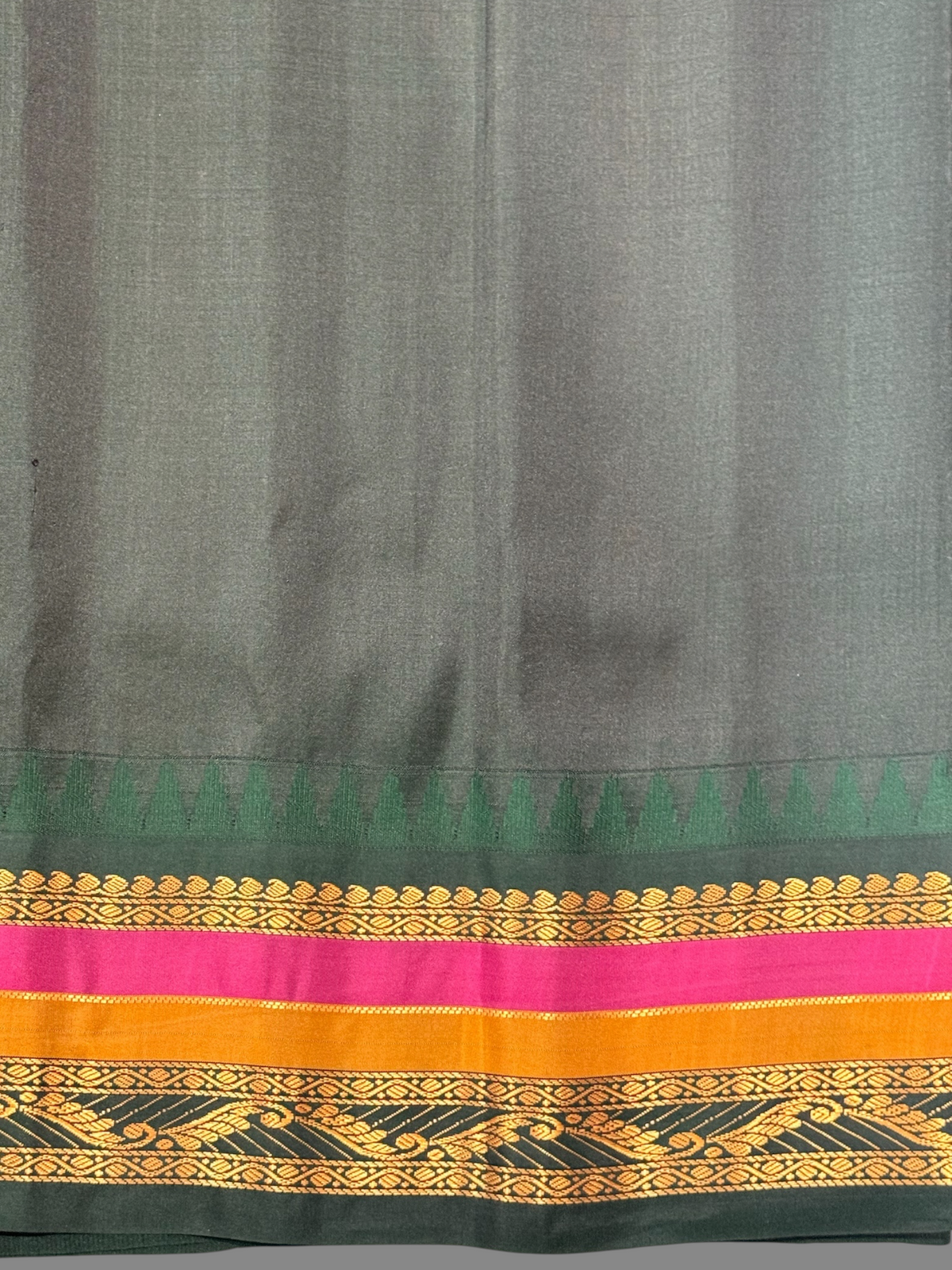 Gap Border Checks Kumkum Orange Pure Silk Saree