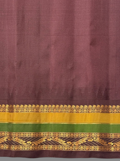 Gap Border Checks Peach Pink Pure Silk Saree