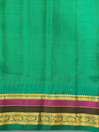 Gap Border Checks Saffron Orange Pure Silk Saree
