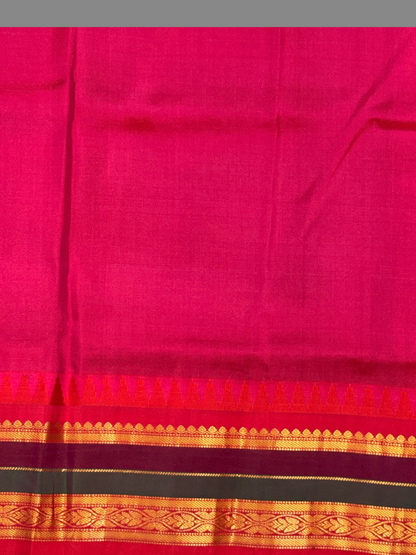 Gap Border Checks Sea Green Pure Silk Saree