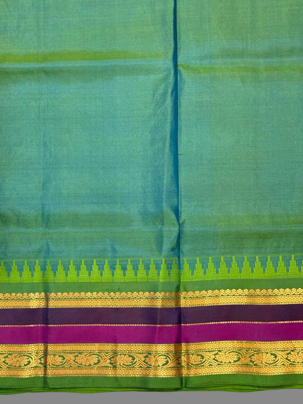 Gap Border Checks Ink Blue Pure Silk Saree