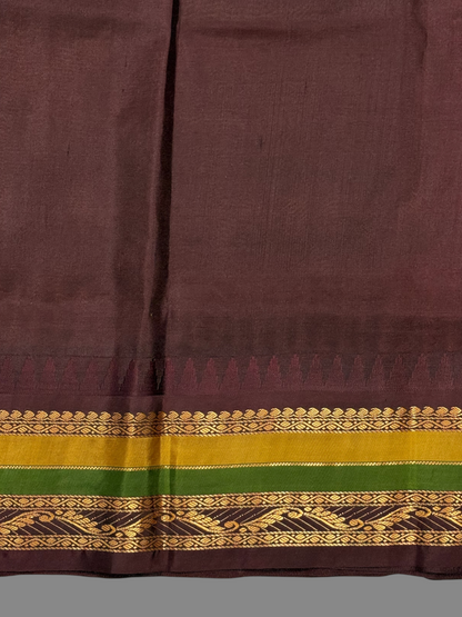 Gap Border Checks Mustard Yellow Pure Silk Saree