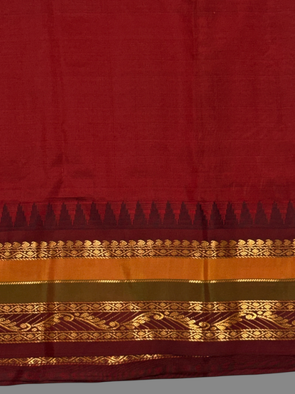 Gap Border Checks Cream Gold Pure Silk Saree