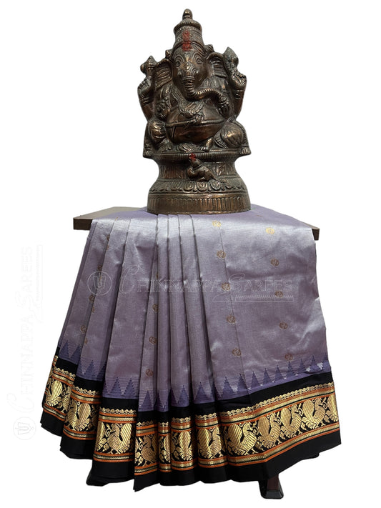 Humsa Border Steel Grey Pure Silk Saree