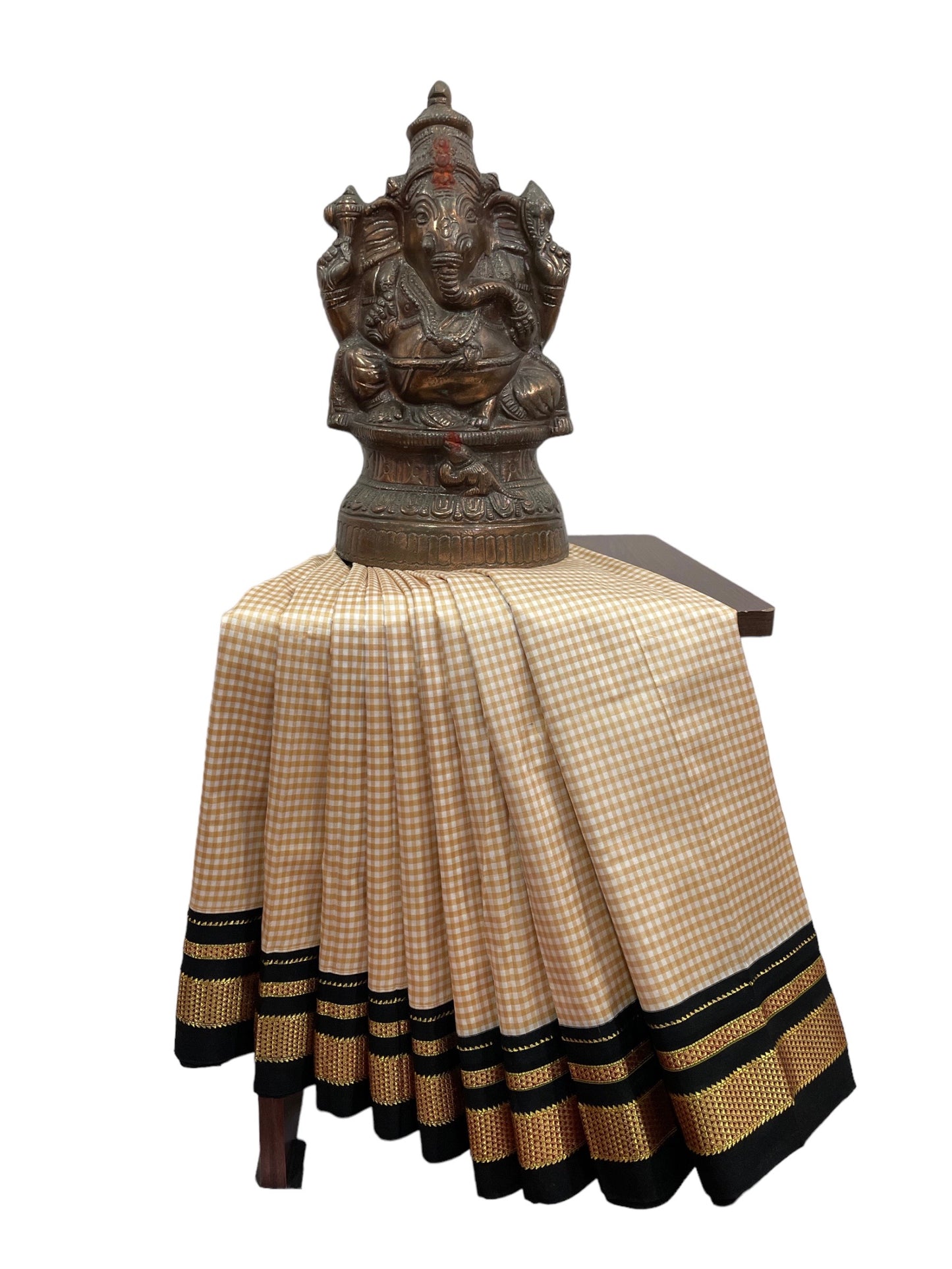 Peshwai Checks macroon cream Silk saree