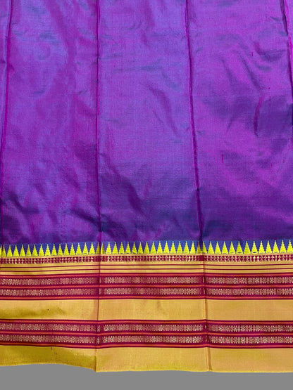 Narayanpet Plain Purple Pure Silk Saree