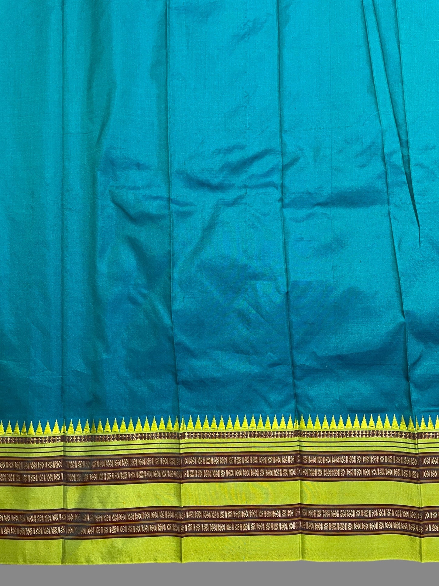 Narayanpet Plain Sea Blue pure Silk Saree