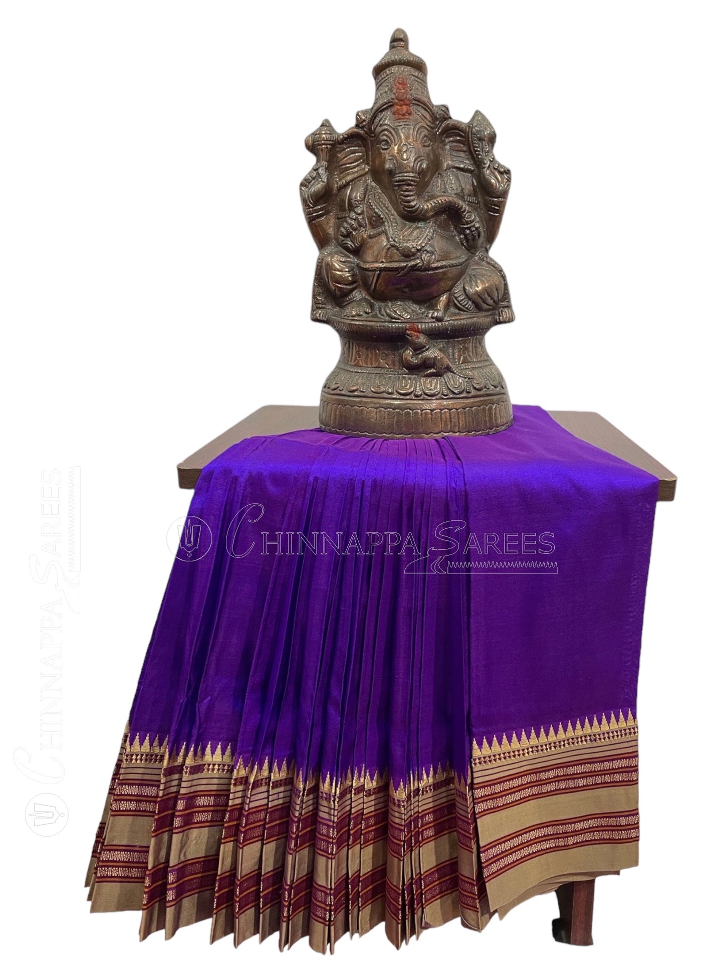 Narayanpet Plain Purple Pure Silk Saree