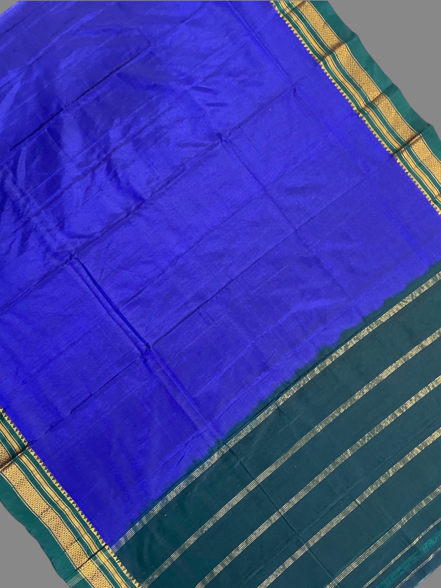 Pharas Plain Royal Blue Soft Silk Saree
