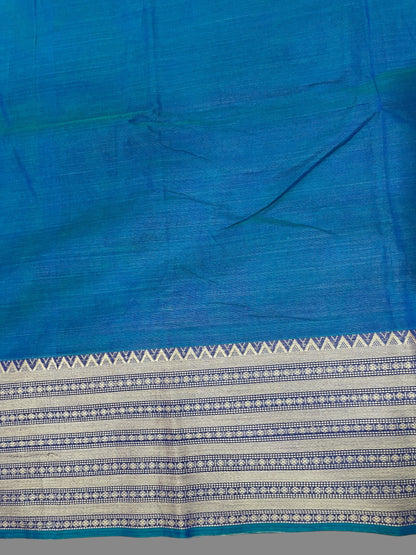 Narayanpet Dark Teal Blue Colour Cotton Saree CS4