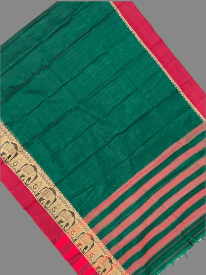 Narayanpet Dark Green Cotton saree CS12