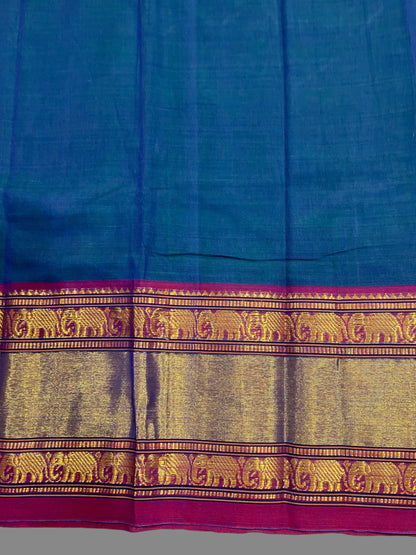 Narayanpet Ink Blue Cotton Sarees CS85