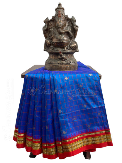 Narayanpet Gomi Arctic Blue Pure Silk saree