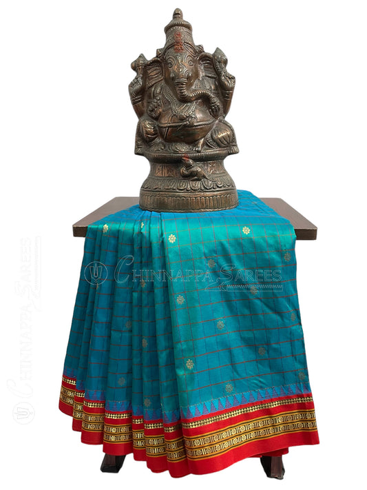 Narayanpet Gomi Rama  Blue Pure  Silk Saree