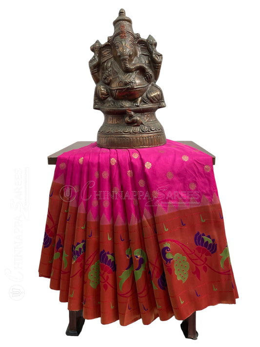 Big Paithani Pink Pure Silk Sarees