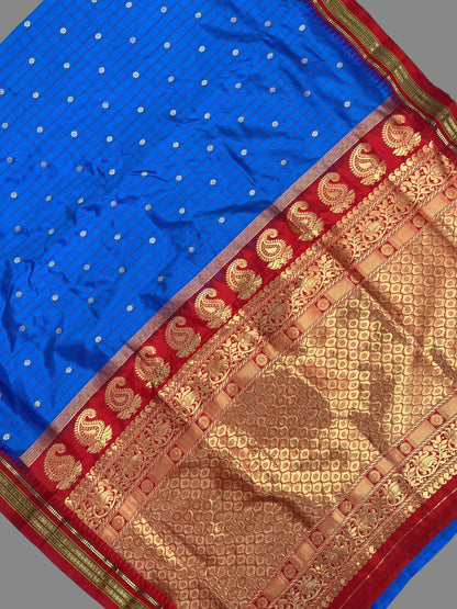 Narayanpet Gomi Arctic Blue Pure Silk saree