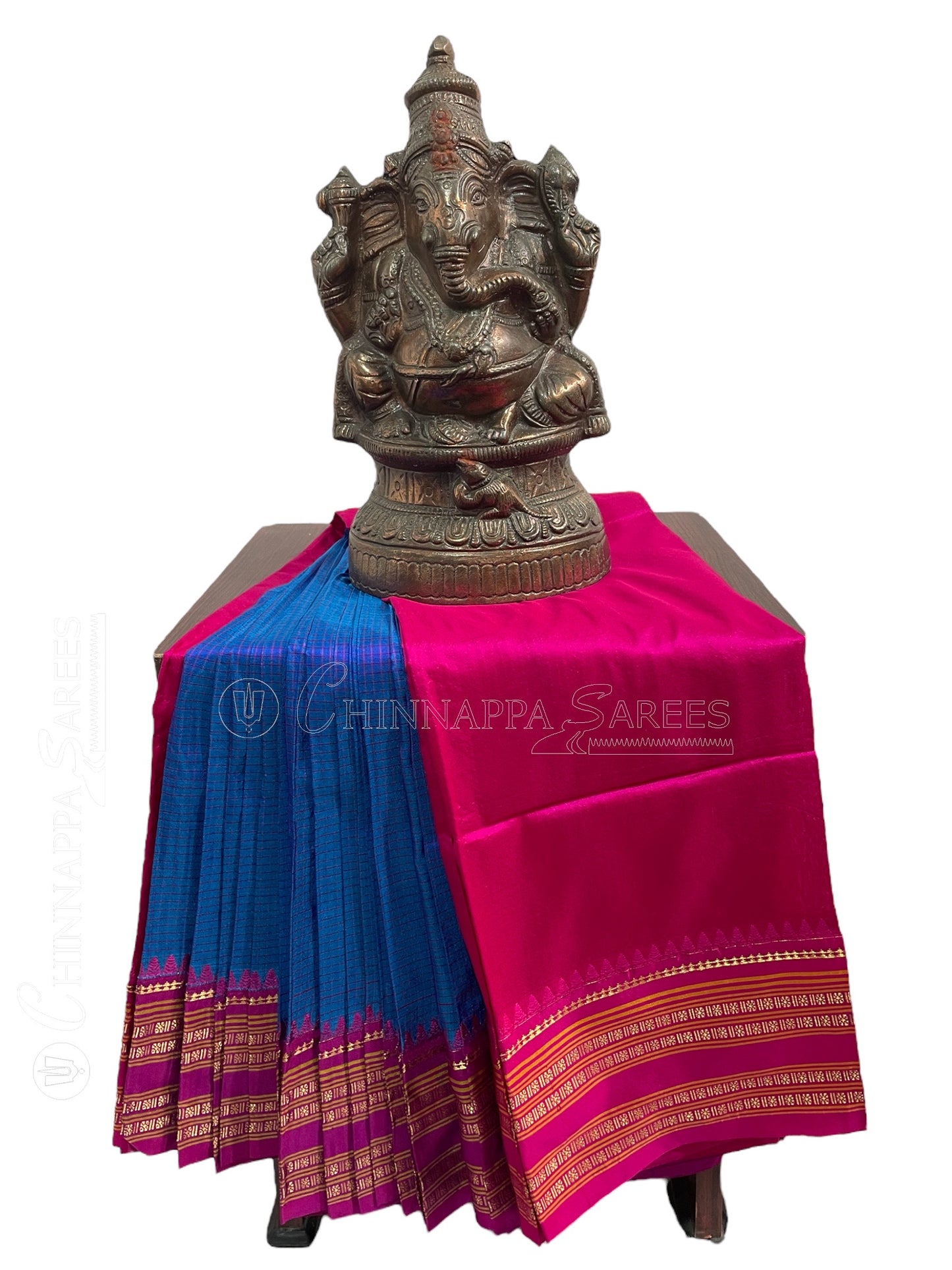 Narayanpet checks Royal Blue  Pure Silk Sarees