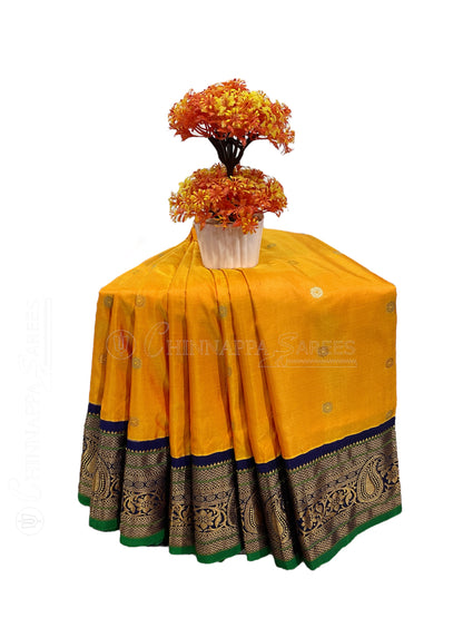 Bridal Mango Border Orange pure Silk Saree