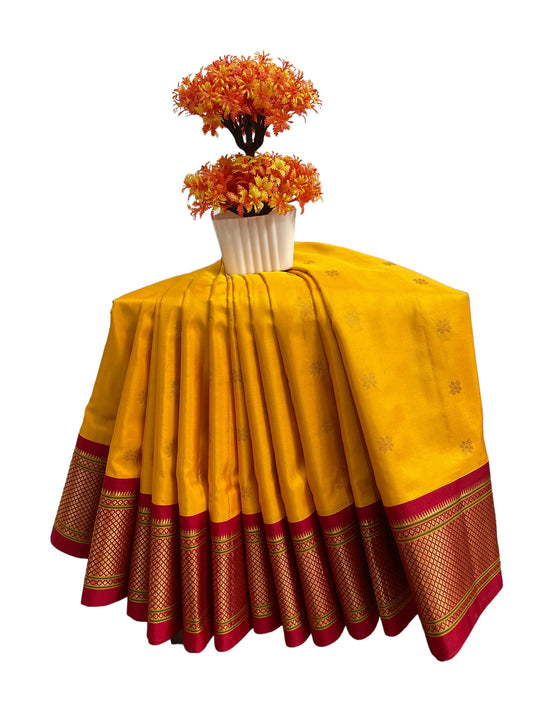 Paithani Golden Yellow 1 Pure Silk Saree