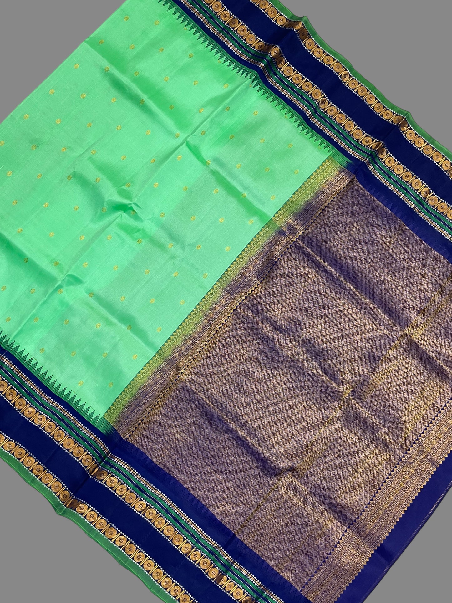 Rudrakshi Pista Green Pure Silk Saree