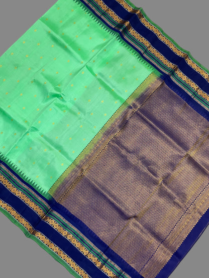 Rudrakshi Pista Green Pure Silk Saree