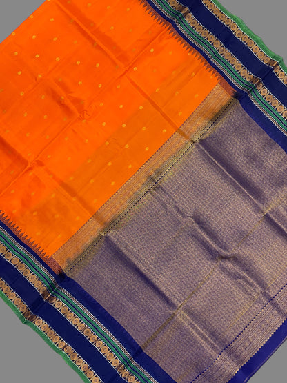 Rudraksh Orange Pure Silk Saree