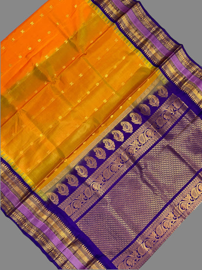 Venkat Giri Checks Ochre Gold Pure Silk Saree