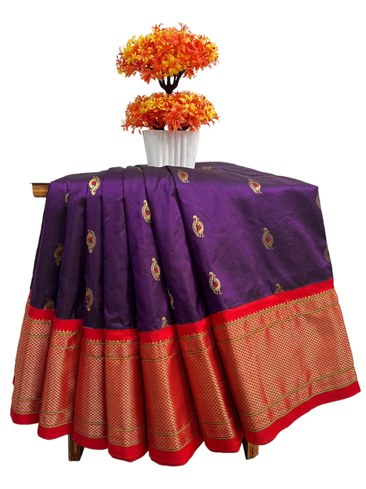 Kala Paithani Purple Silk Pure Sarees